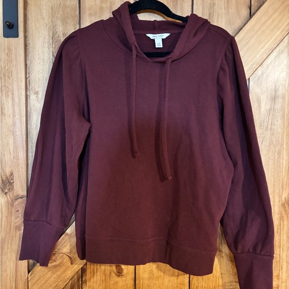 Nine West Tops - Nine West Women’s Sweatshirt XXL Burgundy Hoodie Puff Sleeve